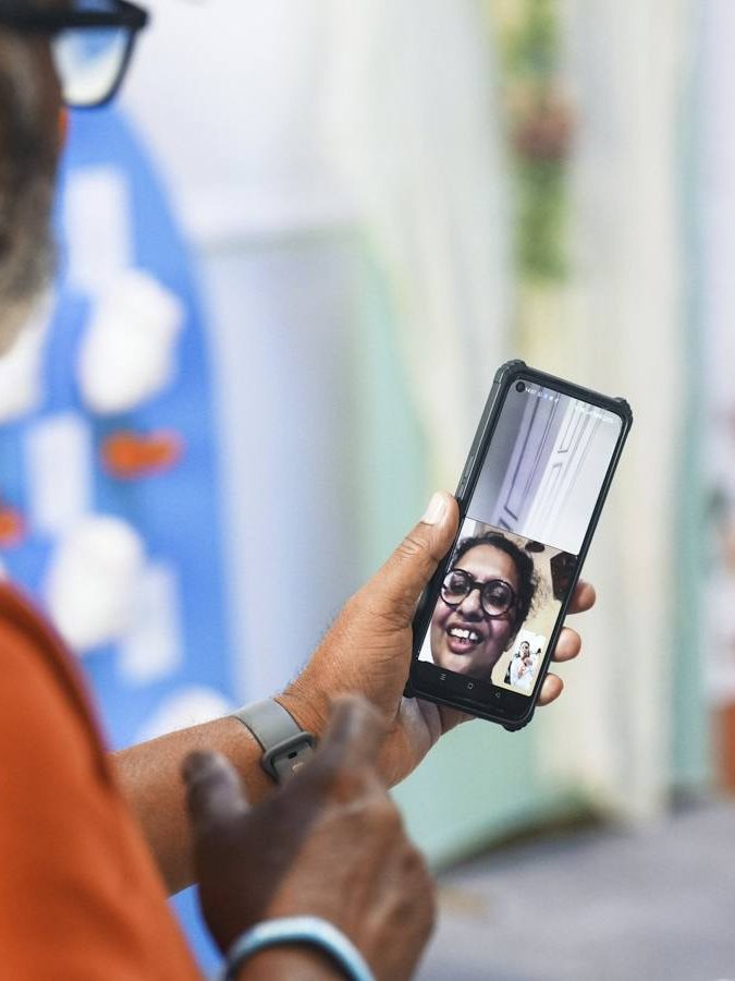 Video call with family